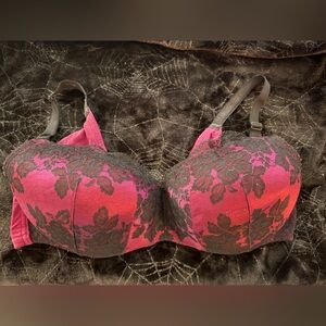 Torrid Pink and Black Lace Bra